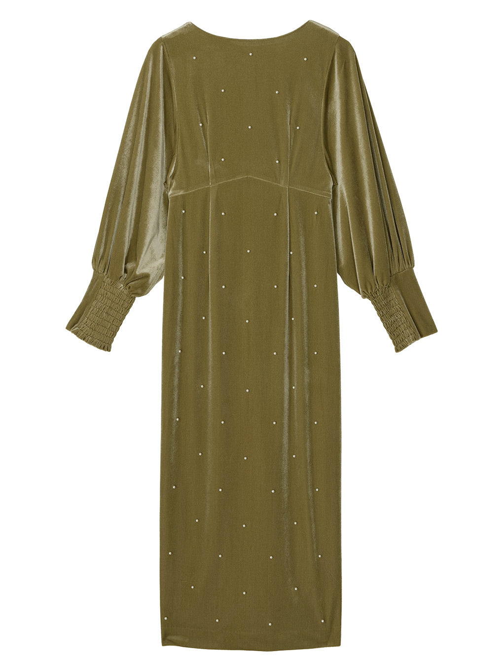 BACK OPEN PEARL VELOUR DRESS