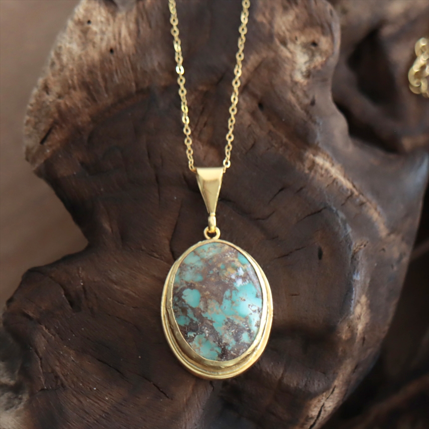 amphora / ターコイズ ペンダント オーバル ビッグストーン 60cm
