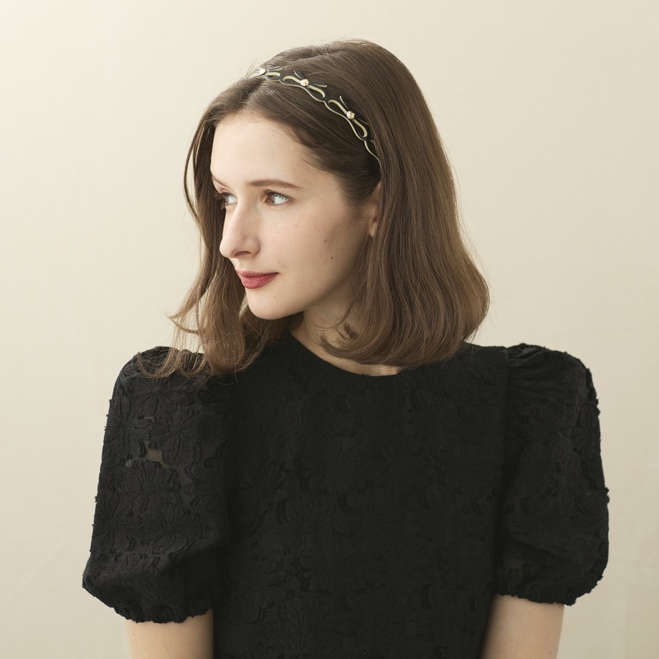 美品》Alexandre De Paris 7連リボン カチューシャ ブラック