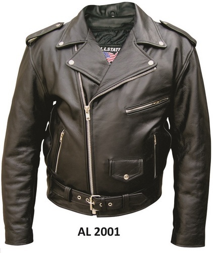 Allstate Split Cowhide Motorcycle Jacket - Quilted Lining