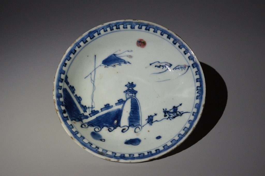 2388 九谷焼 染付 青花 猪口 5客 時代物 【公式通販】