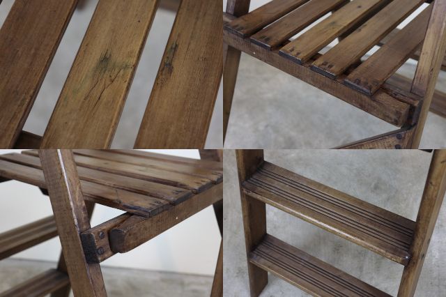 ウッドラダー 脚立 ステップラダー イギリス ヴィンテージ 木製 そ38-3