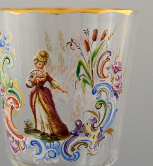 Lobmeyr ロブマイヤー 金彩エナメル 花柄 貴婦人 花瓶 ペアセット