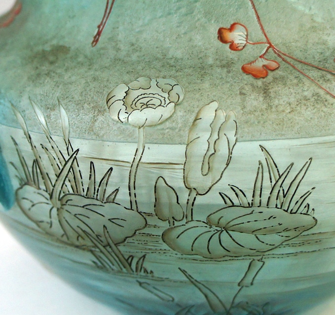 ドーム・ナンシー 阿蘭陀湖畔風景文 ボウル エナメル グリザイユ