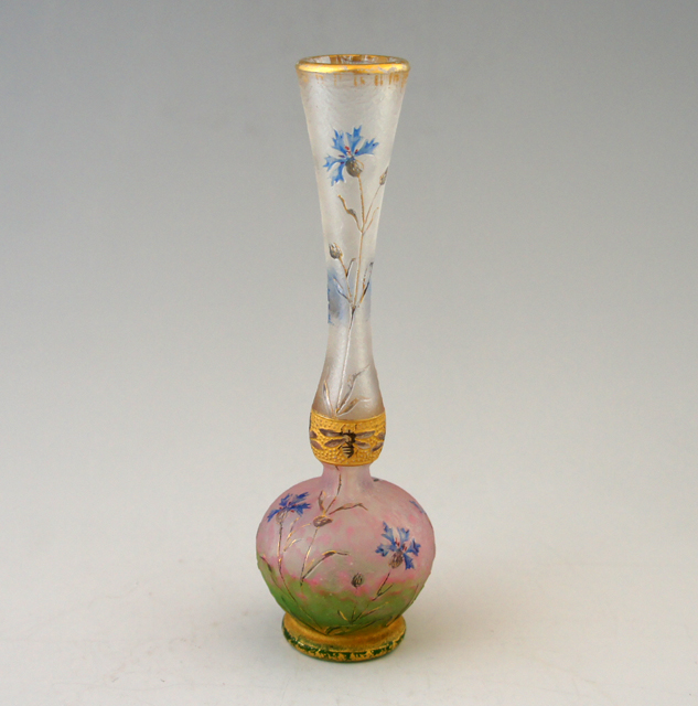 ☆アンティークドーム 【 Daum 】☆沈丁花文☆花瓶☆10.1 ㎝ ドーム