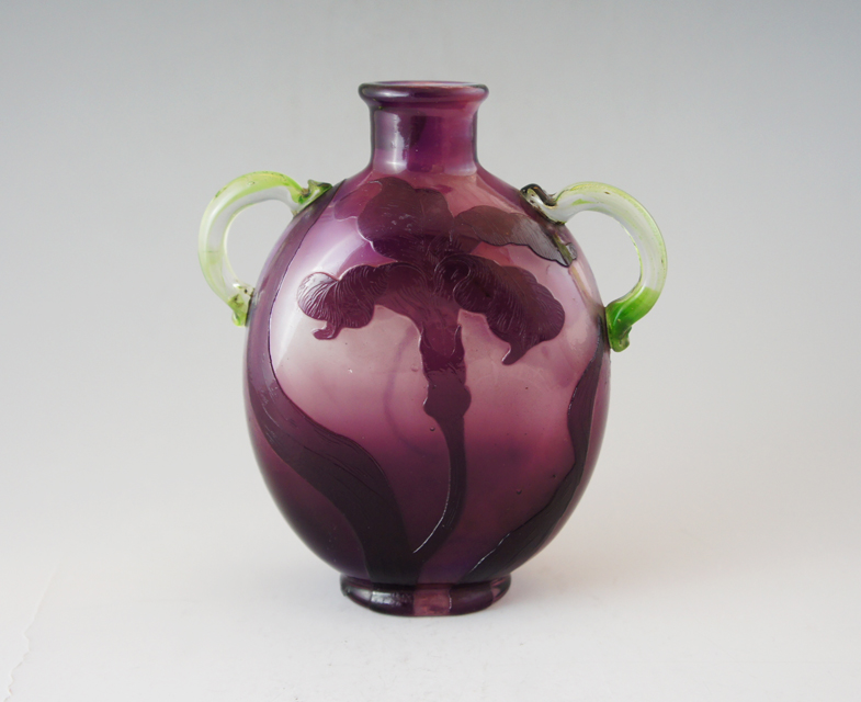 ドームナンシー Daum Nancy アールヌーヴォー色硝子果実文掘花生 花瓶