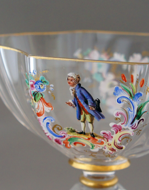 アンティーク ロブマイヤー 手描きエナメル盛上げ金彩 ペアのダンス 八