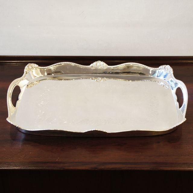 KENT】ギャラリートレー【シルバープレート】59cm 特大 ハンドル