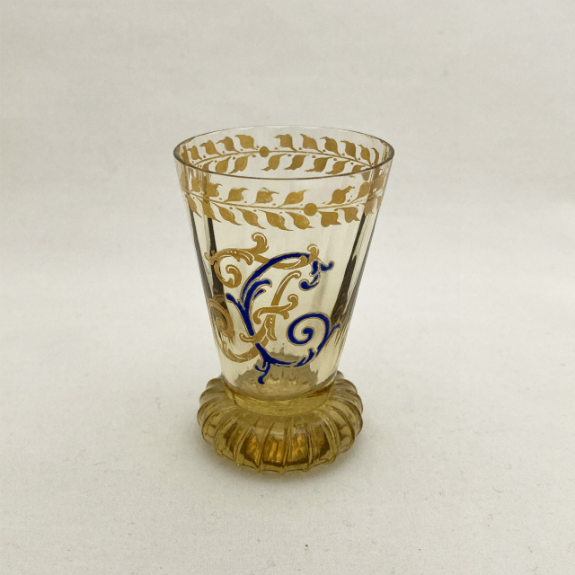 19世紀 フランスエナメル彩杯 化粧箱付 高約15.5㎝ 東Y8-0106☆2F 19