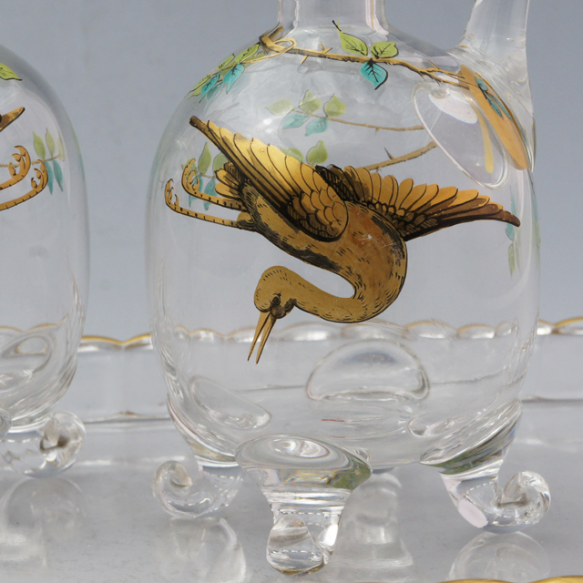 オールドバカラ「ジャポニズム 鶴文様 リキュールセット