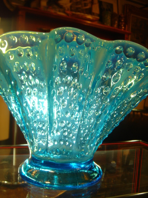 フェントン ブルーオパルセントガラス 取って付き お菓子入れ 小物入れ