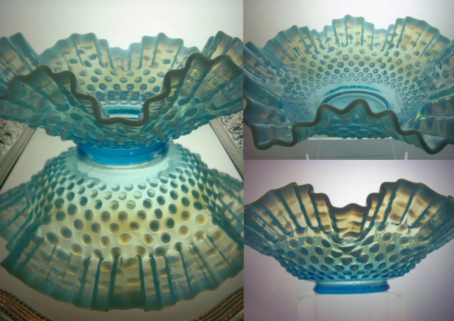 FENTON フェントン ホブネイル ブルーオパールセント コンポート