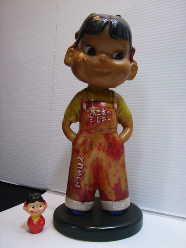 昭和レトロ 不二家ミルキー ペコちゃん ソフビ台人形 希少☆不二家