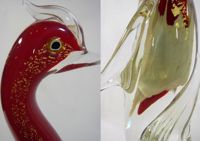 岩津ガラス ペンギン 置物 オブジェ ランプシェード スタンド 工芸品