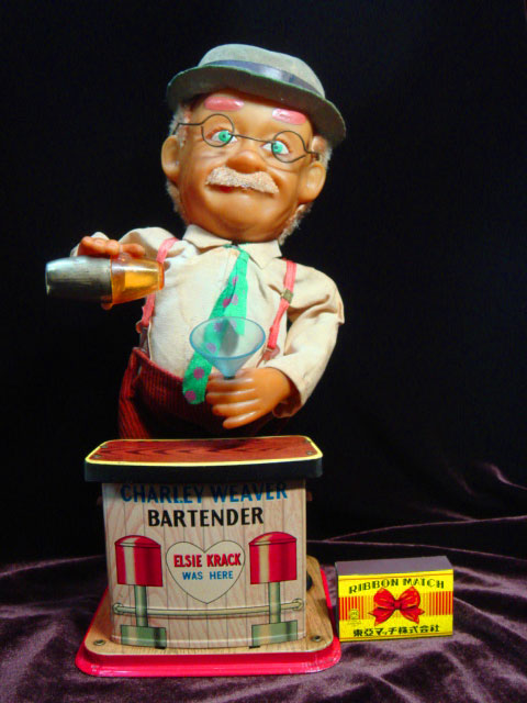 1950's vintage】バーテンダー ブリキ 人形 ディスプレイ 赤 【公式