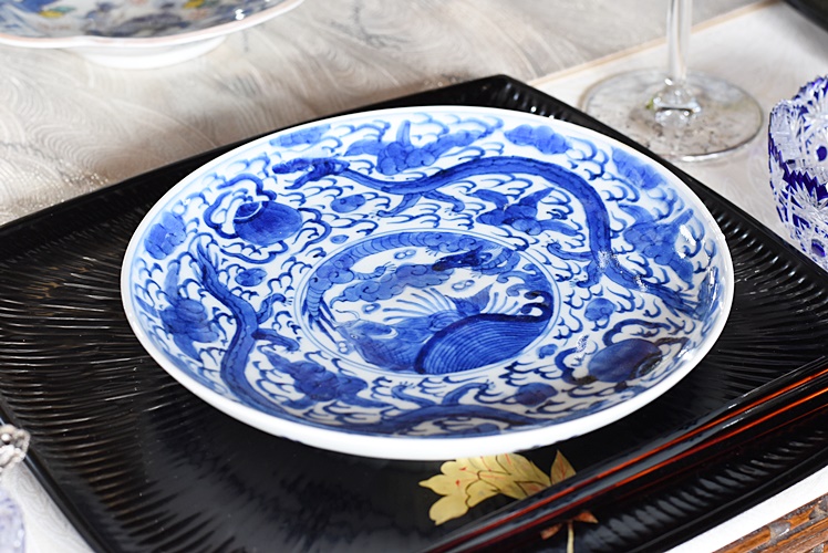 古伊万里 伊万里 古染付 染付 鯉の図 登り鯉 江戸期 大皿