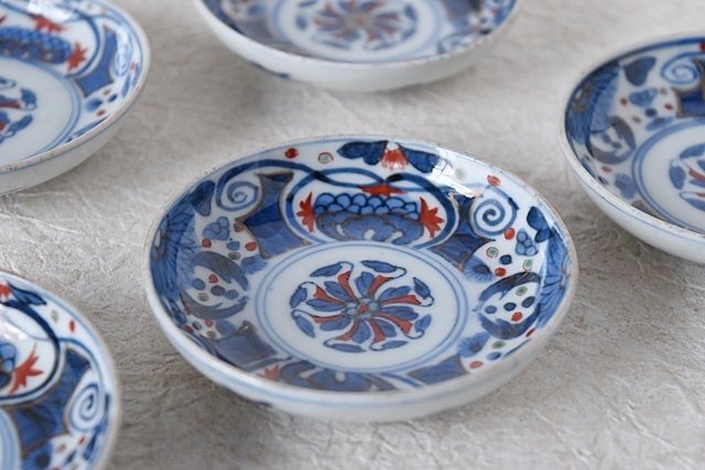 古伊万里 染付 大明年製銘 小さな豆皿 5枚セット - 生活骨董と古布の