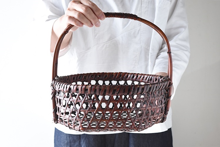 シノワズリ赤色大籠アンティーク古美術骨董カゴ籠かご 食籠