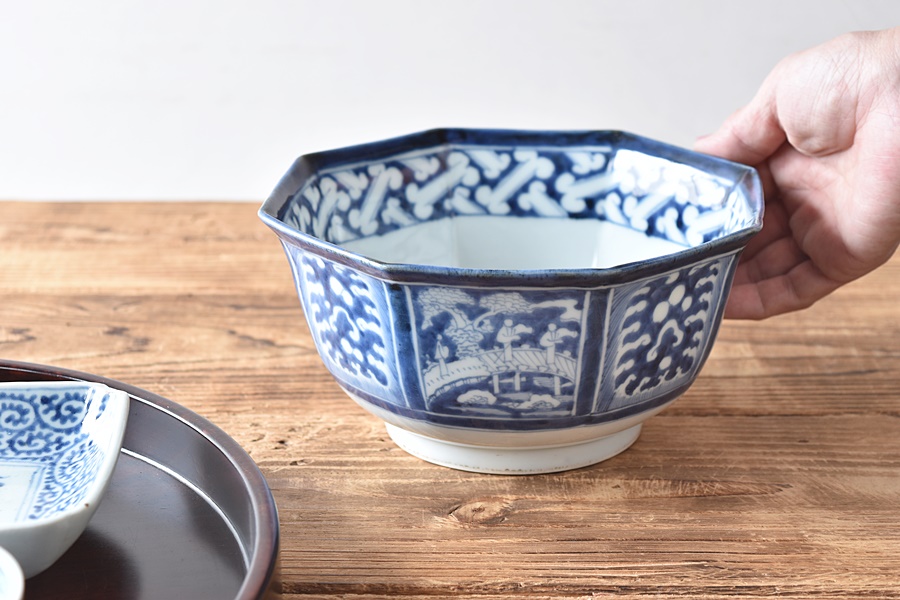 八角窓絵鉢 骨董伊万里 八角窓絵鉢 骨董伊万里 古伊万里 染付