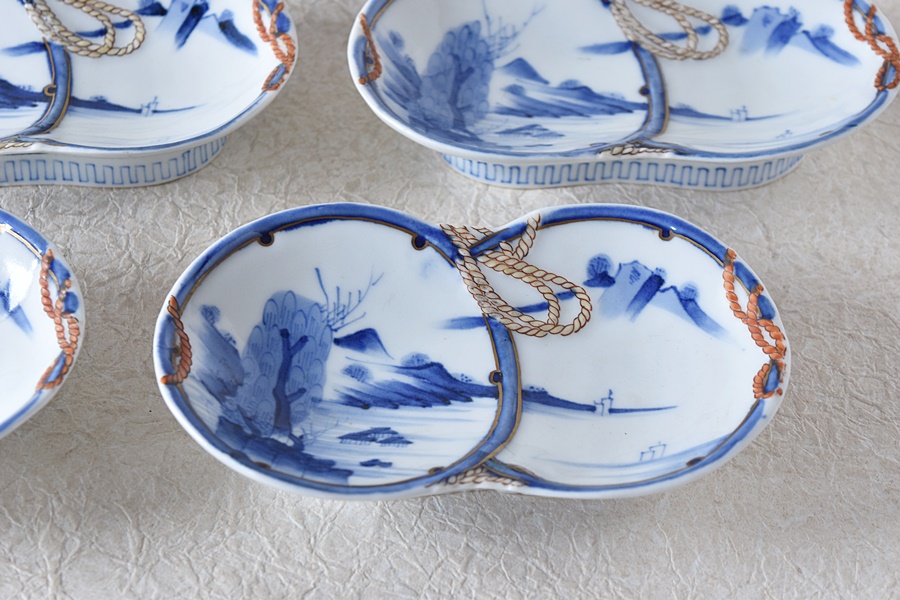 125『染付 唐子 櫛高台皿』 /骨董品 古美術 古玩 アンティーク 【公式