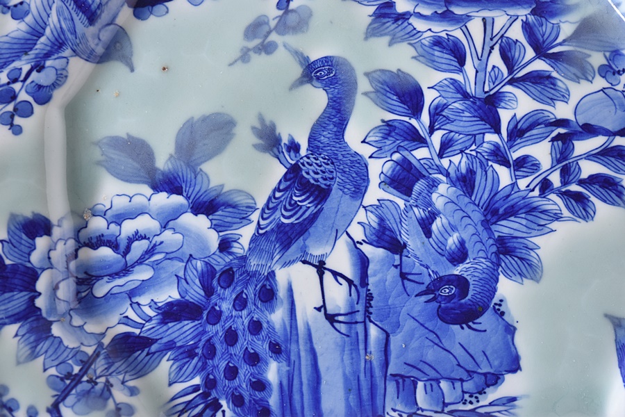 古伊万里 青磁染付 竹に雀 青磁 染付 超希少 大皿 です。 古伊万里