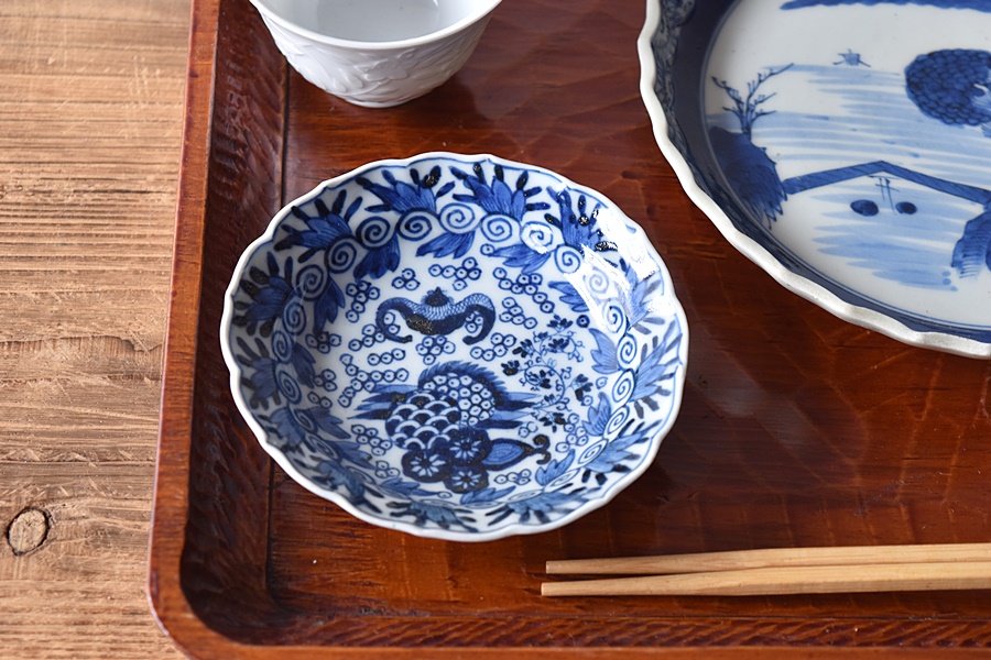 古伊万里 伊万里 染付 華の図 豆鉢 菓子鉢 4種 10客 古伊万里