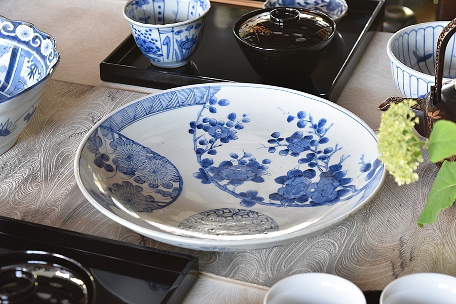 アンティーク・天保10年】 古伊万里 染付 藍染 三ツ丼 木箱付き