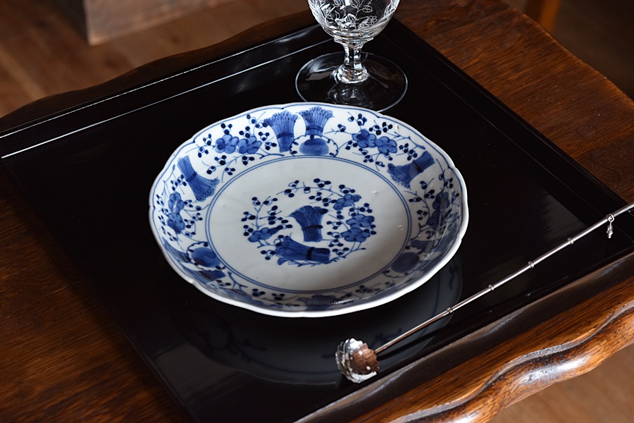 骨董 アンティーク 古伊万里 色絵 窓絵花散らし文様 汁次 すまし注 水