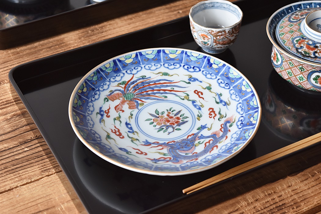 古伊万里 伊万里 大聖寺伊万里 大皿 双龍 八寸皿 3客 古伊万里 伊万里