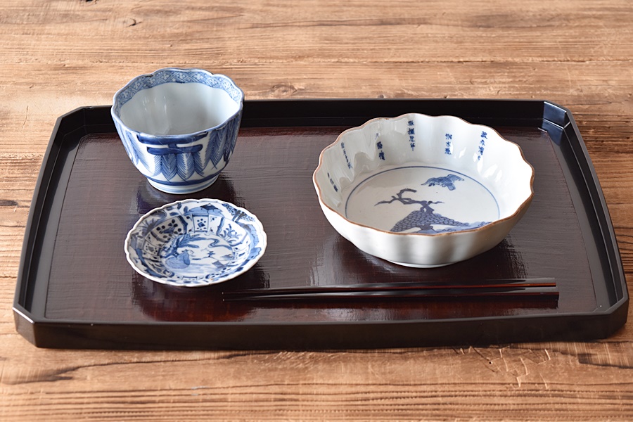 伊万里 岩場の柳模様 染付 猪口 7個 [B31361] 【公式通販】