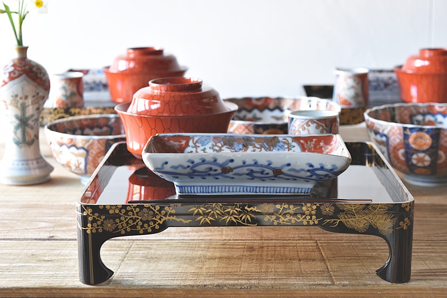 ② 輪島塗 御膳 11膳 黒漆縁金脚付膳 明治 漆器 能登 会席