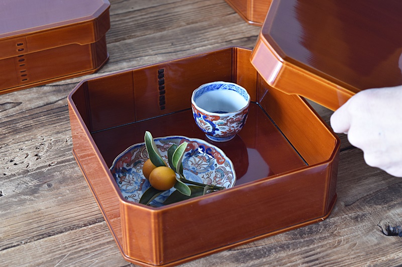 輪島塗 天然木 石昌斎作 折敷五客 美品 【流】茶懐石道具 漆住