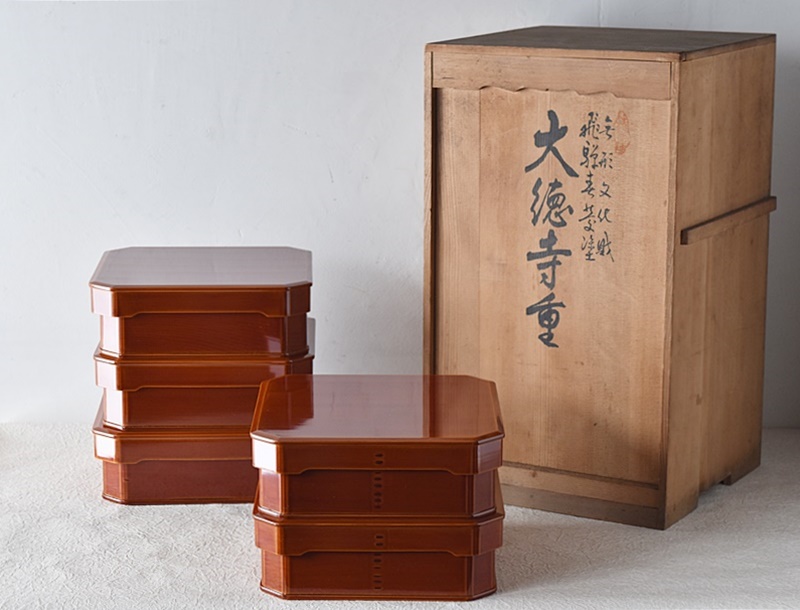 茶道具 大徳寺重 木製本漆 5個 茶道具 大徳寺重 木製本漆