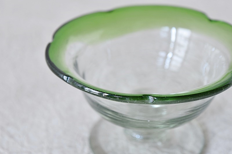 昭和レトロ 氷コップ 糸巻き 花吹雪 吹きガラス 昭和レトロ 氷コップ