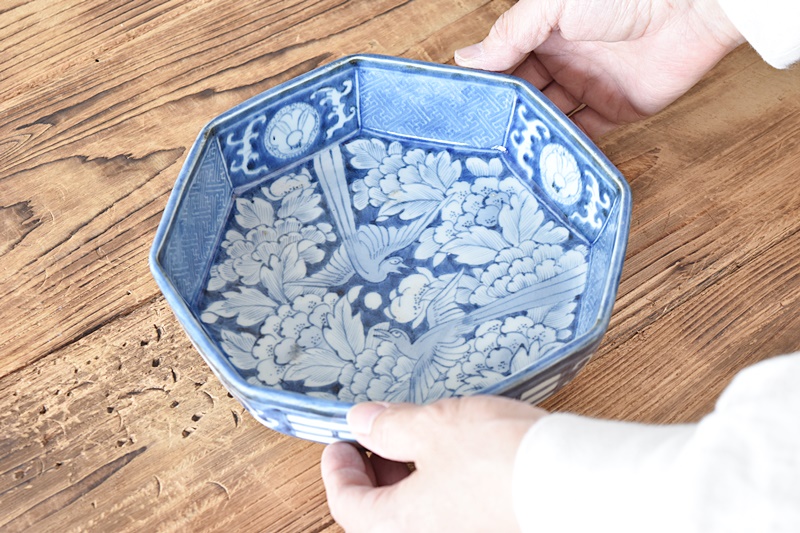 古伊万里 染付角鉢 兎 大明万暦年製銘 送料込み0322 古