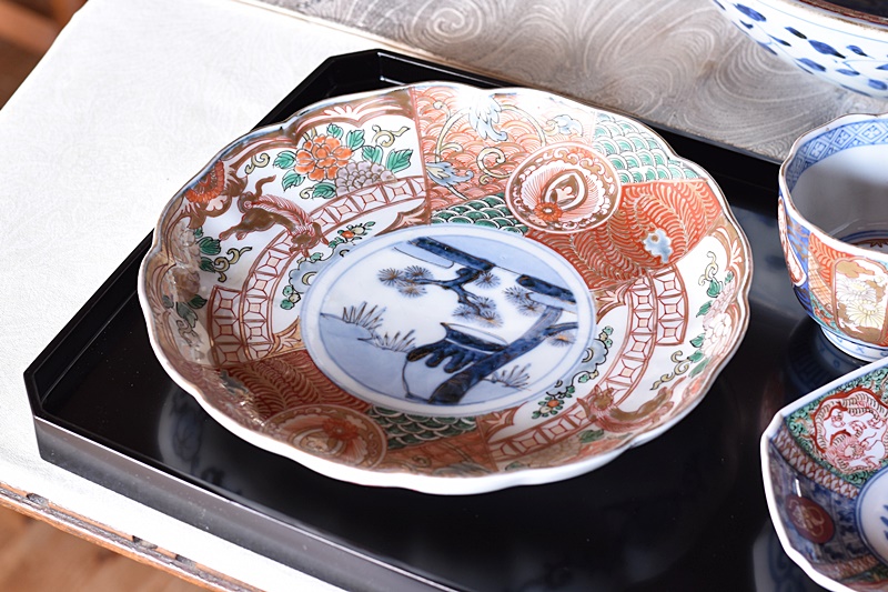 NBK99 伊万里？獅子 色絵皿 伊万里印判獅子7寸皿5枚組 | 古美術 希