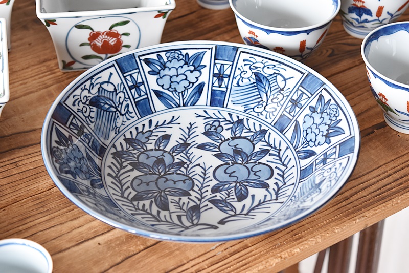 舘林源右衛門作 源右衛門 染付芙蓉手 皿 直径：約30.5cm 源右衛門 染付