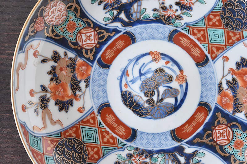 鉢□古い伊万里赤絵大鉢 窓犬紋 獅子 人物 唐草 鳥 骨董(江戸後期