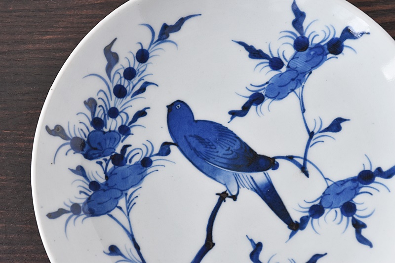 古伊万里 色絵 垣根に椿の図 4寸皿 5枚 F018AS-fbrn 古伊万里 色絵