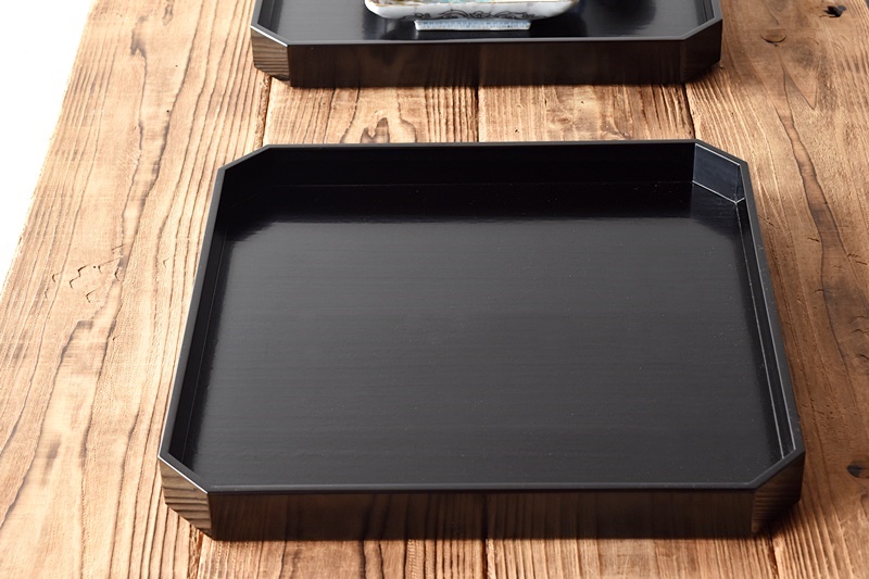 懐石道具 懐石膳 四方盆 5客 正角膳 漆塗 懐石道具 懐石膳 四方盆 5客