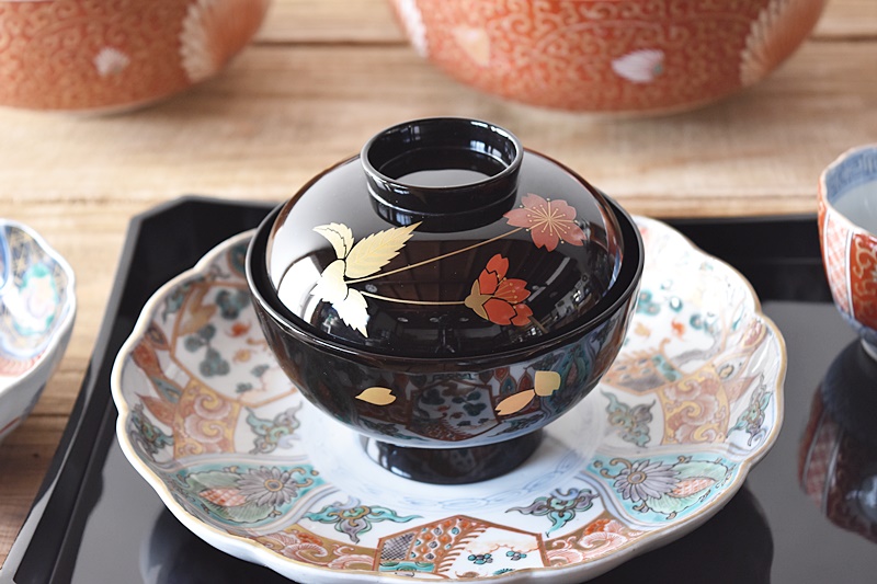 布着請合 輪島塗 蒔絵 吸物椀5客セット 輪島塗】 吸物椀 汁椀