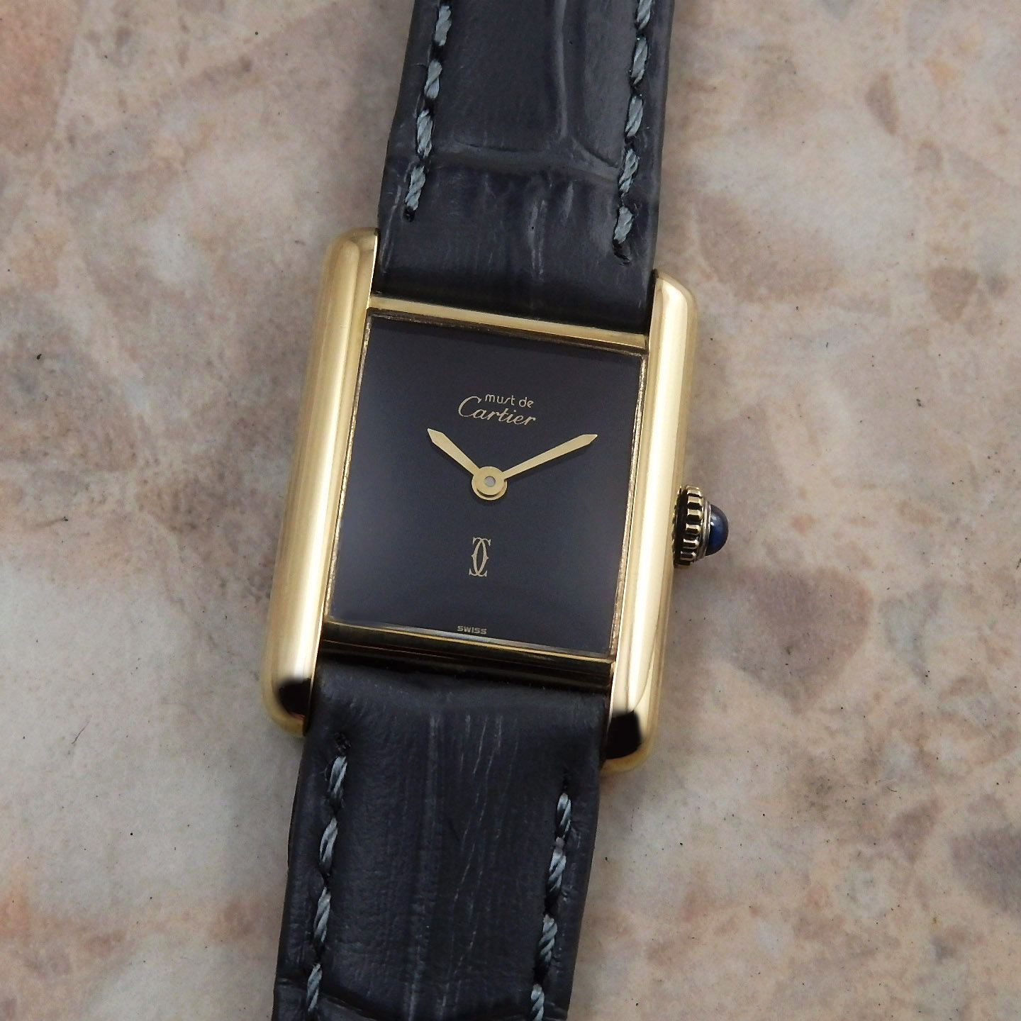 CASSIS アリゲーター レザーベルト ブラック カルティエ マストタンク