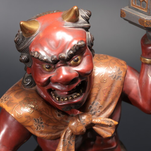 古い像 人物 武将 仏像 人形 大型 陶器 彫刻 置物 骨董品 レトロ カケ