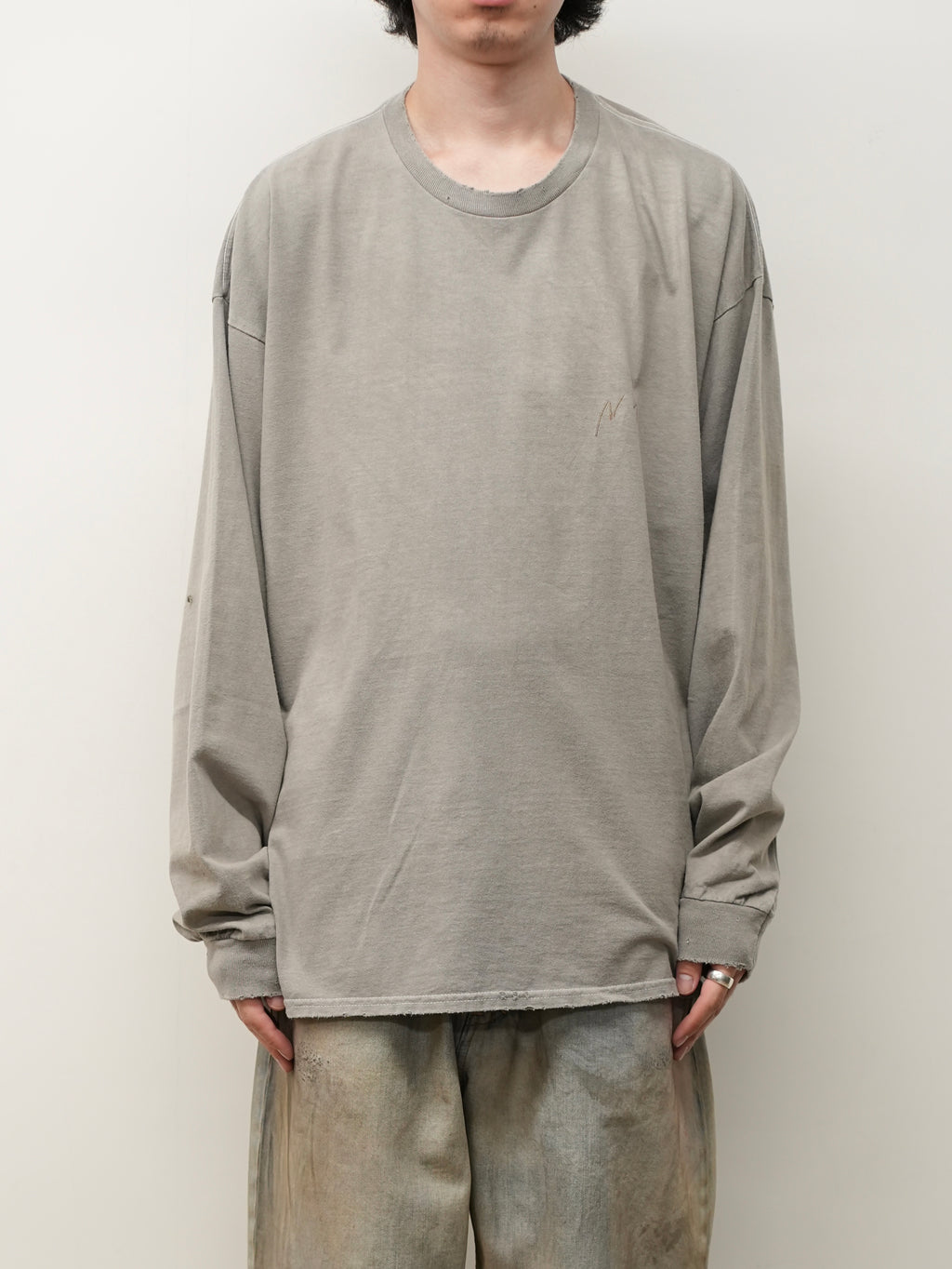 EMBROIDERY DYED LS T-SHIRT(GRAY) – ANCELLM