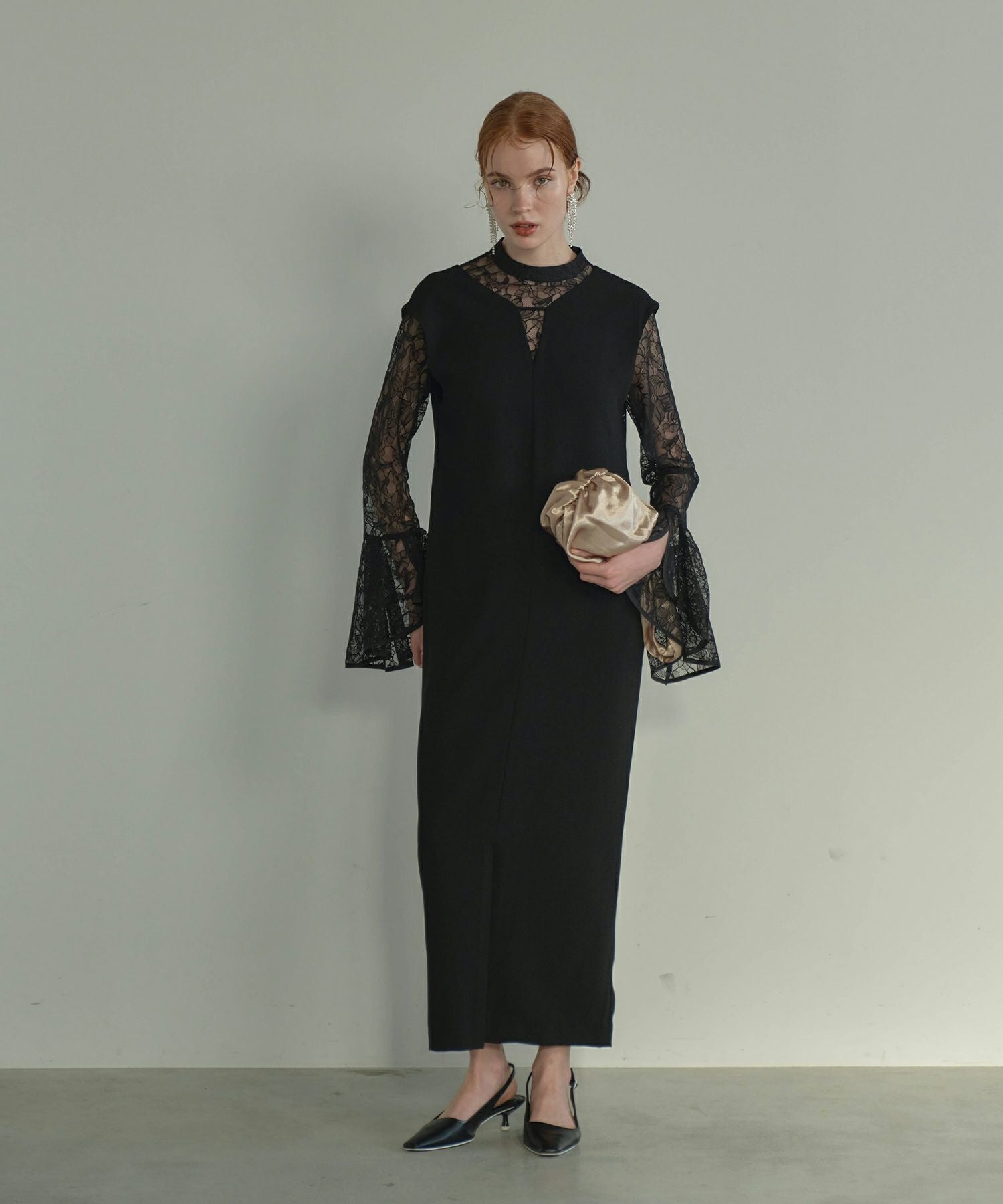 bell sleeve slit dress | ANDRESD