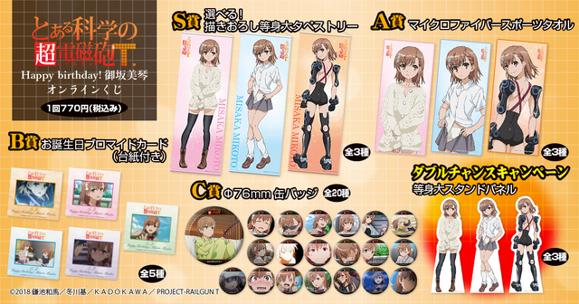 とある科学の超電磁砲」御坂美琴の誕生日記念オンラインくじ登場
