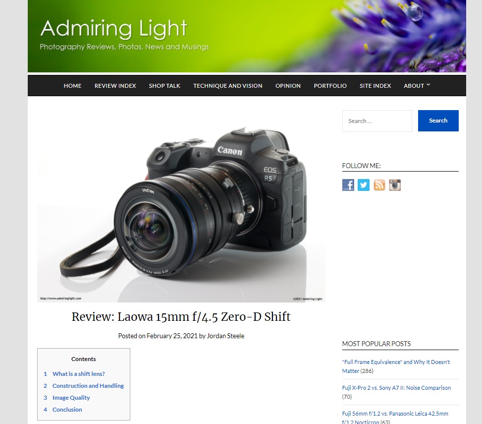 LAOWA 15mm F4.5 Zero-D Shiftは優れたシャープネスを備えた最広角