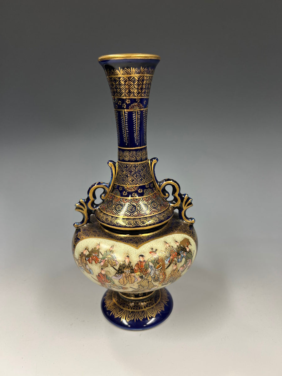 薩摩焼】金欄手 十字紋花器 31cm 共箱付き 状態良好 薩摩焼】金欄手