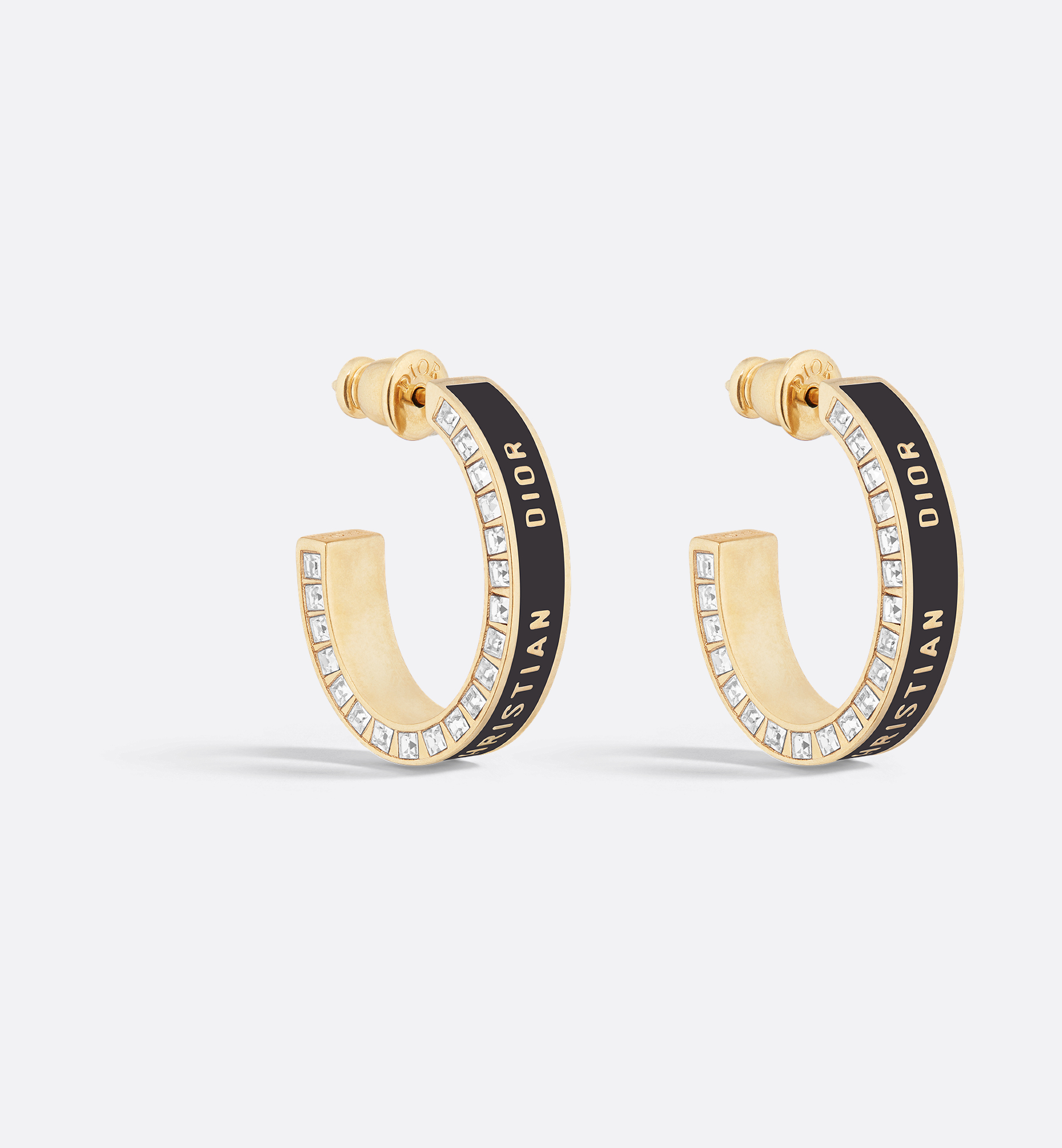 Dior ゴールド フープピアス ストーン付き