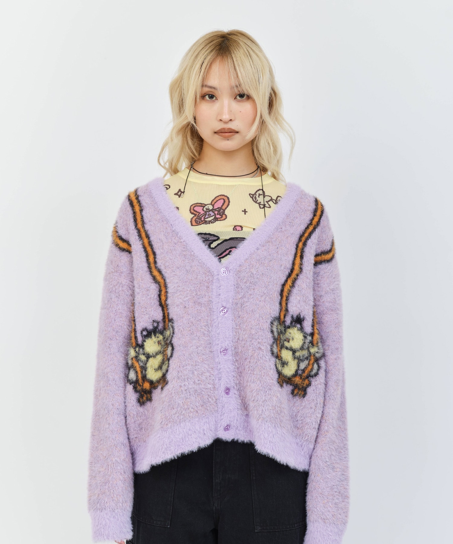 MARIA SAKURAI x atmos pink ブランコ Knit Cardigan PURPLE（マリア